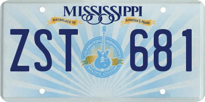 MS license plate ZST681