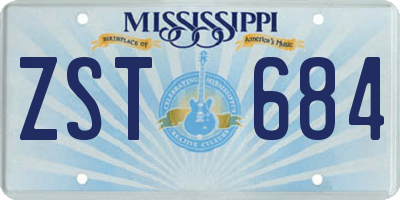 MS license plate ZST684