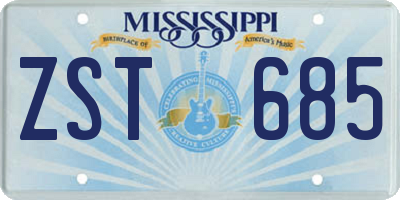 MS license plate ZST685