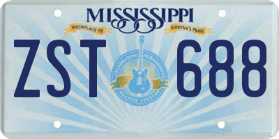 MS license plate ZST688