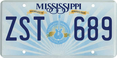 MS license plate ZST689