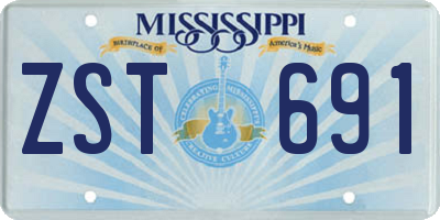 MS license plate ZST691