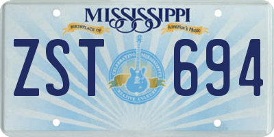 MS license plate ZST694
