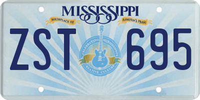 MS license plate ZST695
