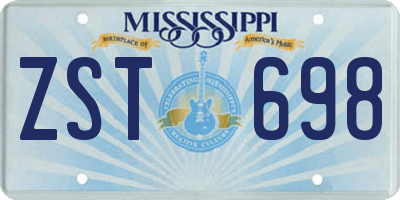 MS license plate ZST698