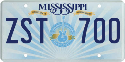 MS license plate ZST700