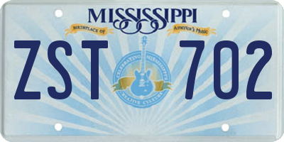 MS license plate ZST702