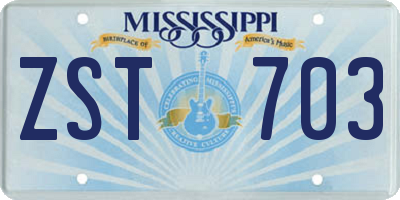 MS license plate ZST703