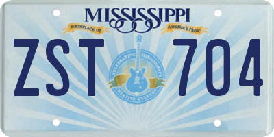 MS license plate ZST704