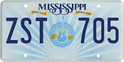 MS license plate ZST705