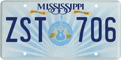 MS license plate ZST706