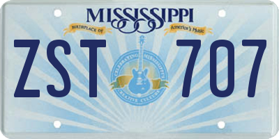 MS license plate ZST707