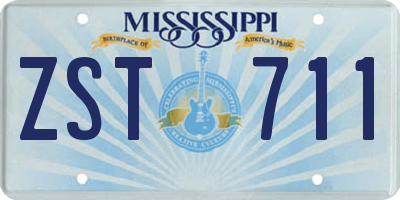 MS license plate ZST711