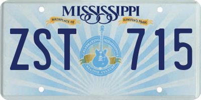 MS license plate ZST715
