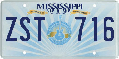 MS license plate ZST716