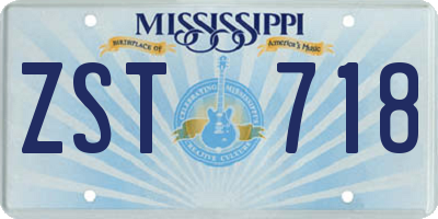 MS license plate ZST718