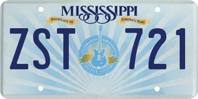 MS license plate ZST721