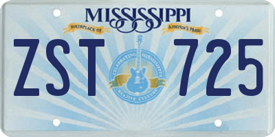 MS license plate ZST725