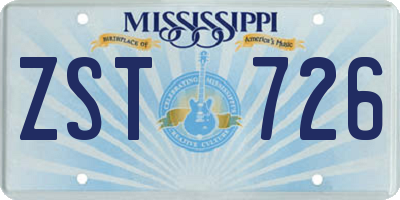 MS license plate ZST726