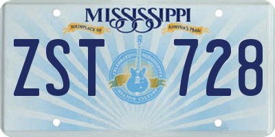 MS license plate ZST728