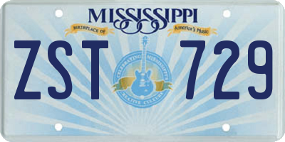 MS license plate ZST729