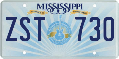 MS license plate ZST730