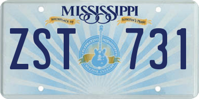 MS license plate ZST731