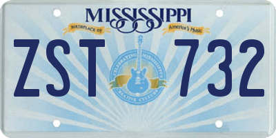 MS license plate ZST732