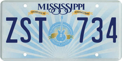 MS license plate ZST734