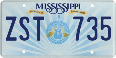 MS license plate ZST735
