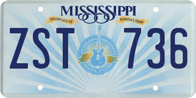 MS license plate ZST736