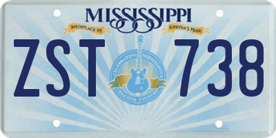 MS license plate ZST738