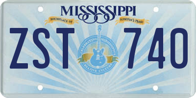 MS license plate ZST740