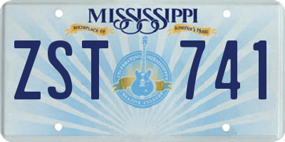 MS license plate ZST741