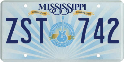MS license plate ZST742