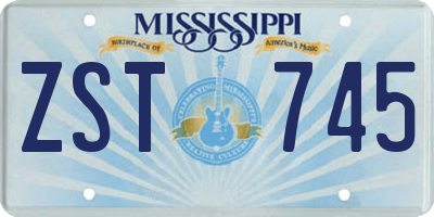 MS license plate ZST745