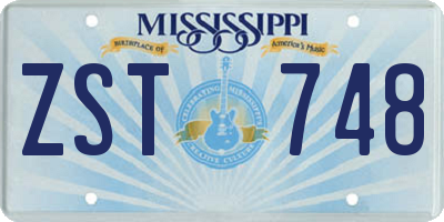 MS license plate ZST748