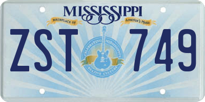MS license plate ZST749