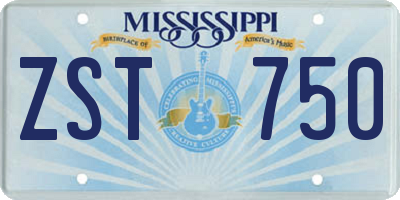 MS license plate ZST750