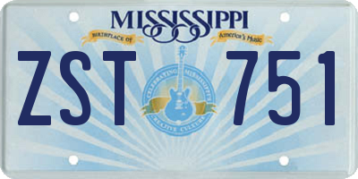 MS license plate ZST751