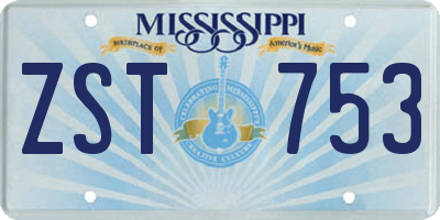 MS license plate ZST753