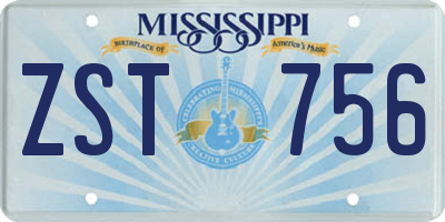 MS license plate ZST756