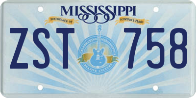 MS license plate ZST758