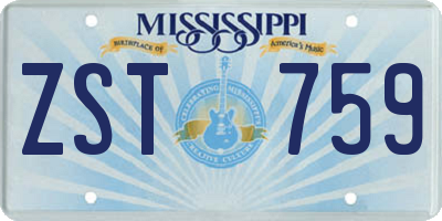 MS license plate ZST759