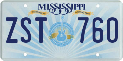 MS license plate ZST760
