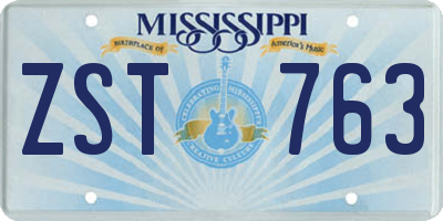 MS license plate ZST763