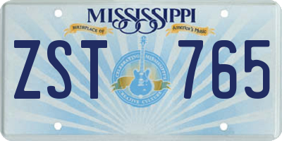 MS license plate ZST765