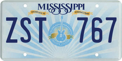MS license plate ZST767