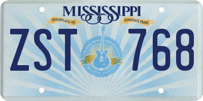 MS license plate ZST768