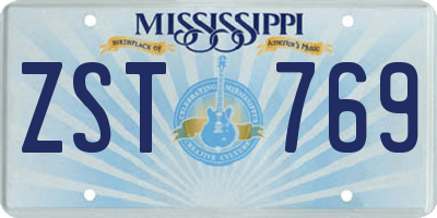 MS license plate ZST769